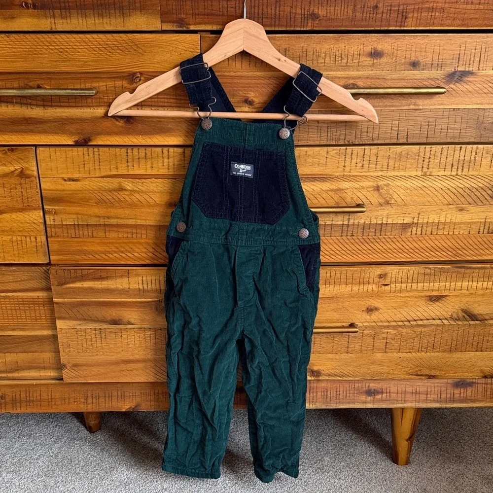 OshKosh B'gosh Toddler Green Corduroy  Lined Overalls